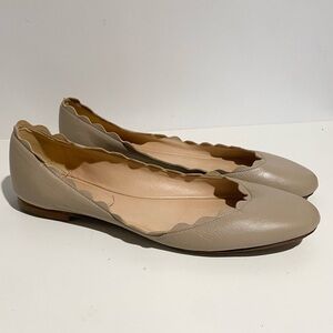 Fabio Rusconi Scalloped Tan Nude Ballerina Flats Ballet Work Career Business 39‎